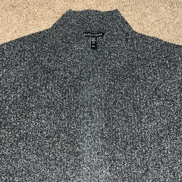 Eileen Fisher Silk Noil Stand Collar Cardigan Charcoal Medium - Picture 5 of 10